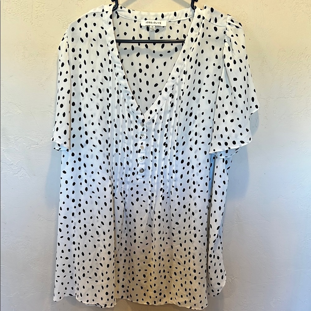 White and Black Polka Dot Women's Top